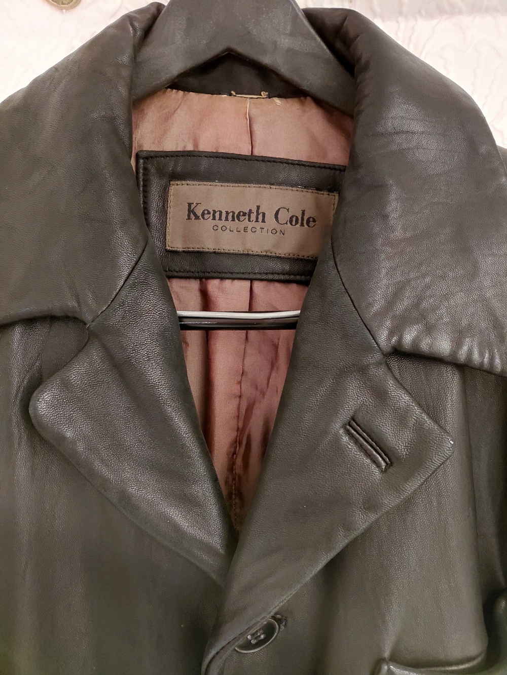 Kenneth Cole Collection Vintage Black Leather Sport Coat 44